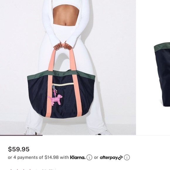 Victoria's Secret Handbags - Stylish Navy Tote Bag with Pink and Green Accents